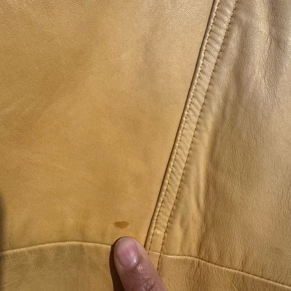La‎ Nouvelle Renaissance Unisex XS %100 Leather Butter Yellow Jacket - Picture 12 of 14